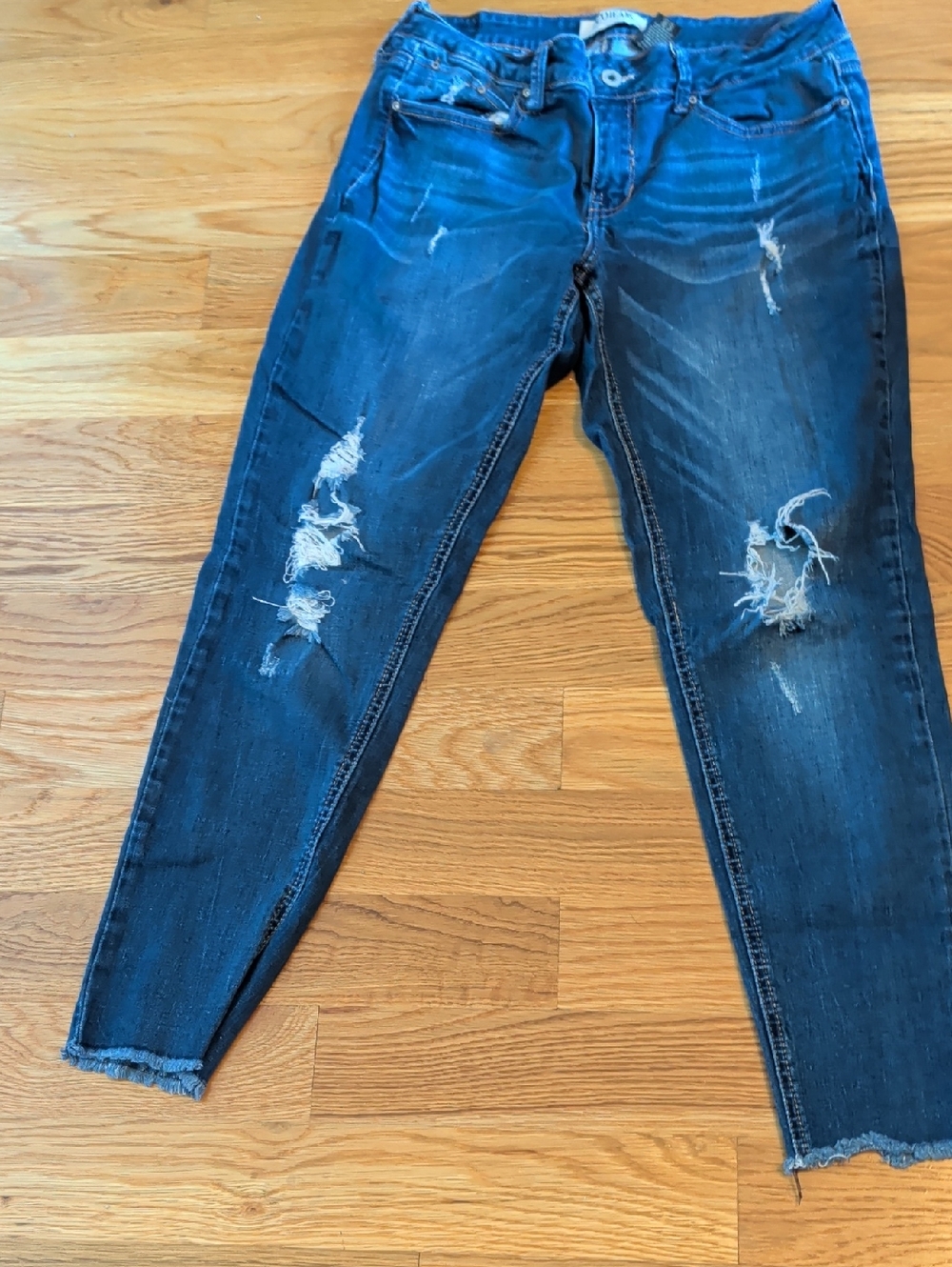 Women's Skinny Distressed Denim Jeans - Dark Blue